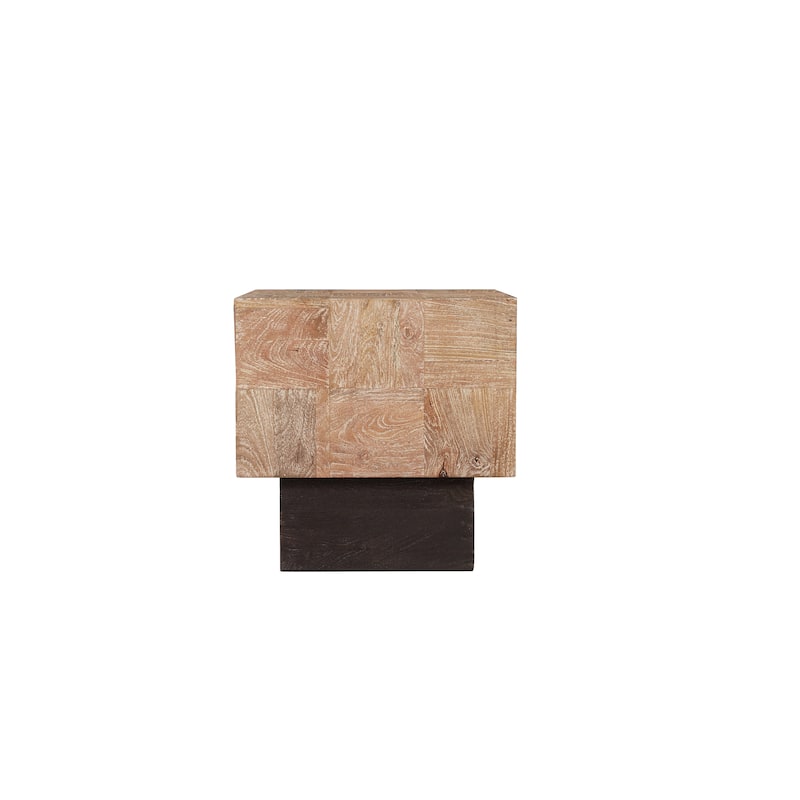 HomeRoots 22" Black And Brown Solid Wood Square End Table - 22.00 in. x 22.00 in. x 22.00 in.