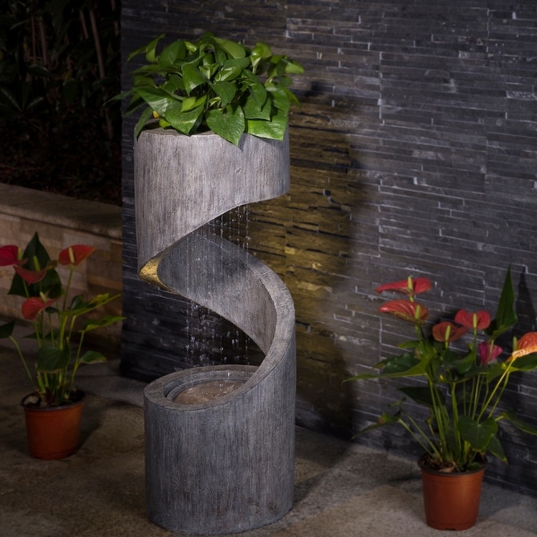 Glitzhome Polyresin Curving Outdoor LED Fountain. Opens flyout.
