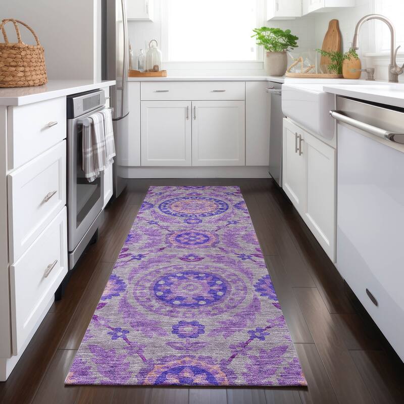 Machine Washable Indoor/ Outdoor Chantille Boho Suzani Rug