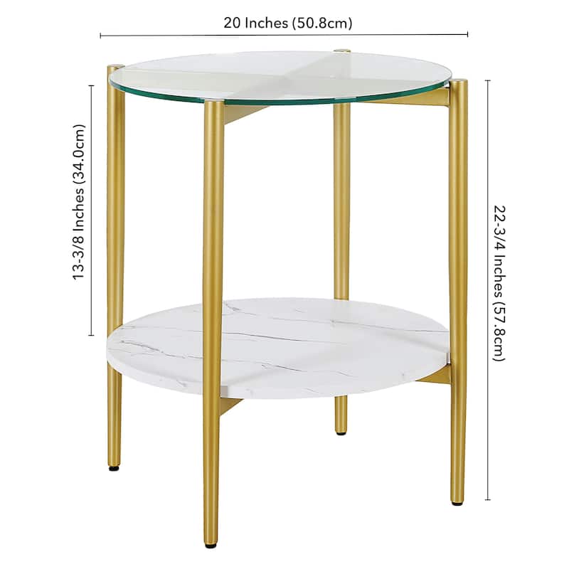 Otto 20" Wide Round Side Table with MDF Shelf