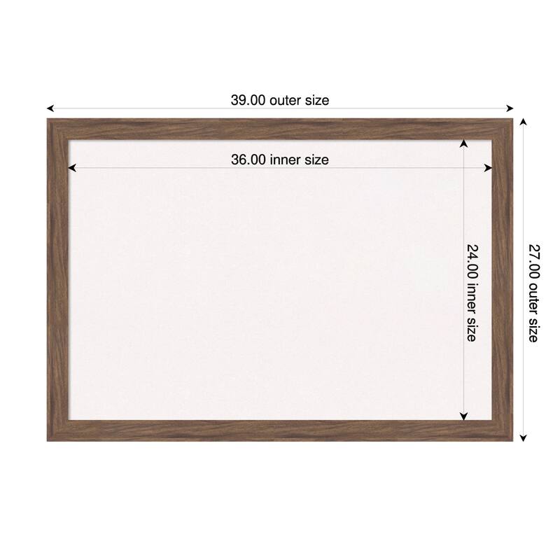 Pia Medium Brown Narrow Framed Cork Board - Bulletin Board, Organization Board, Pin Board - White - 39 x 27 in