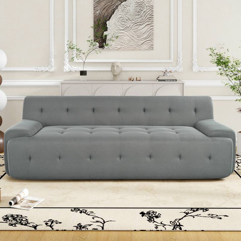 86.2'' Modern Minimalist Style Tufted Design Upholstered 3-Seat Modular Lounge Sofa, Grey, Polyester - Multi-Color