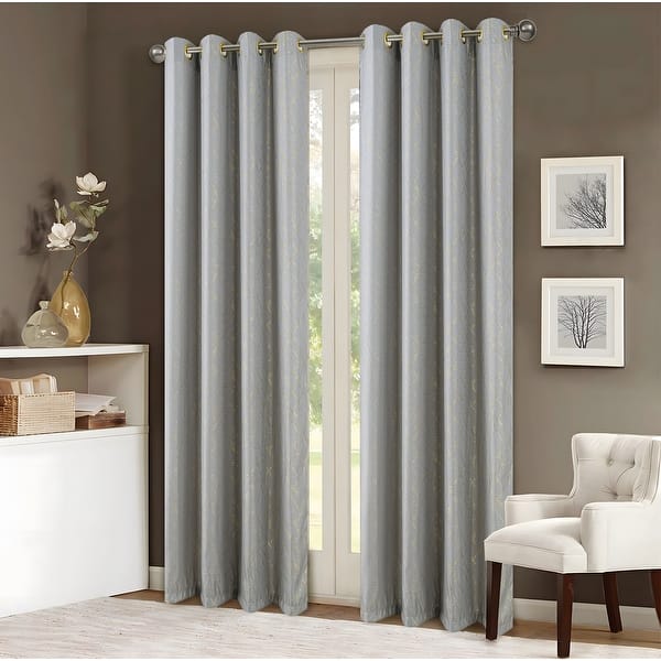 slide 2 of 20, Soho Foil Print Window Curtain 90" Silver