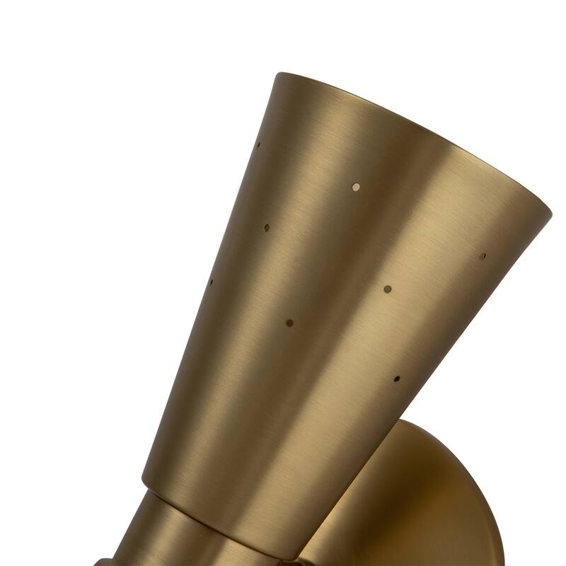 2-Light Modern Industrial Gold/Nickel Cone Hourglass Bathroom Vanity Light Wall Sconce