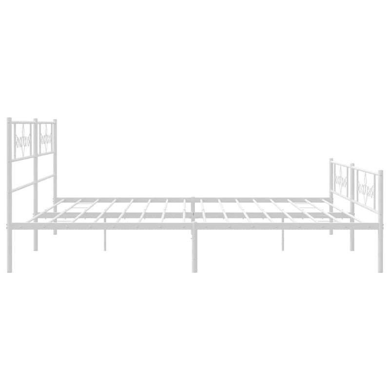 vidaXL 12 Inches White California King Metal Bed Frame No Mattress - 86.2" x 73.6" x 35.4"