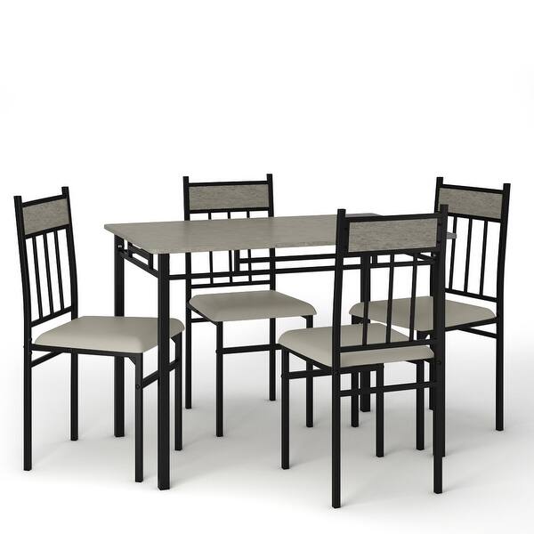 Costway 5 Piece Dining Set Faux Marble Top Table And 4 Padded Seat On Sale Overstock 29028708