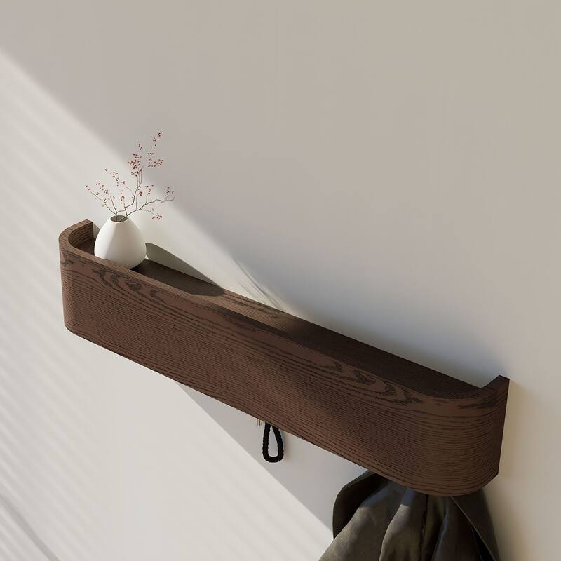 Solid Wood Wall-Mounted Coat Rack with Hooks