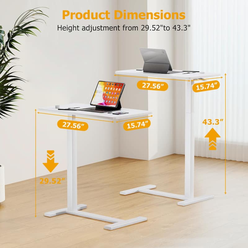 Overbed Bedside Table With Wheels, Adjustable Hospital & Home Use Bed Table, Rolling Laptop Table, Mobile Standing Desk