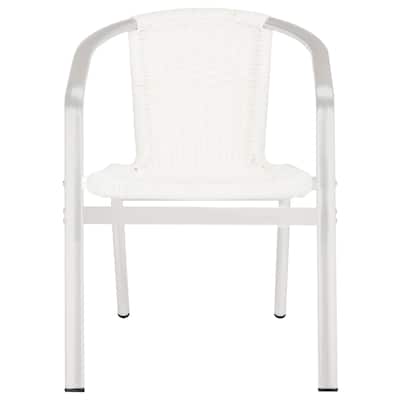 SAFAVIEH Wrangell Indoor-Outdoor White Stacking Armchair (Set of 2) - 22" W x 22.8" D x 28" H