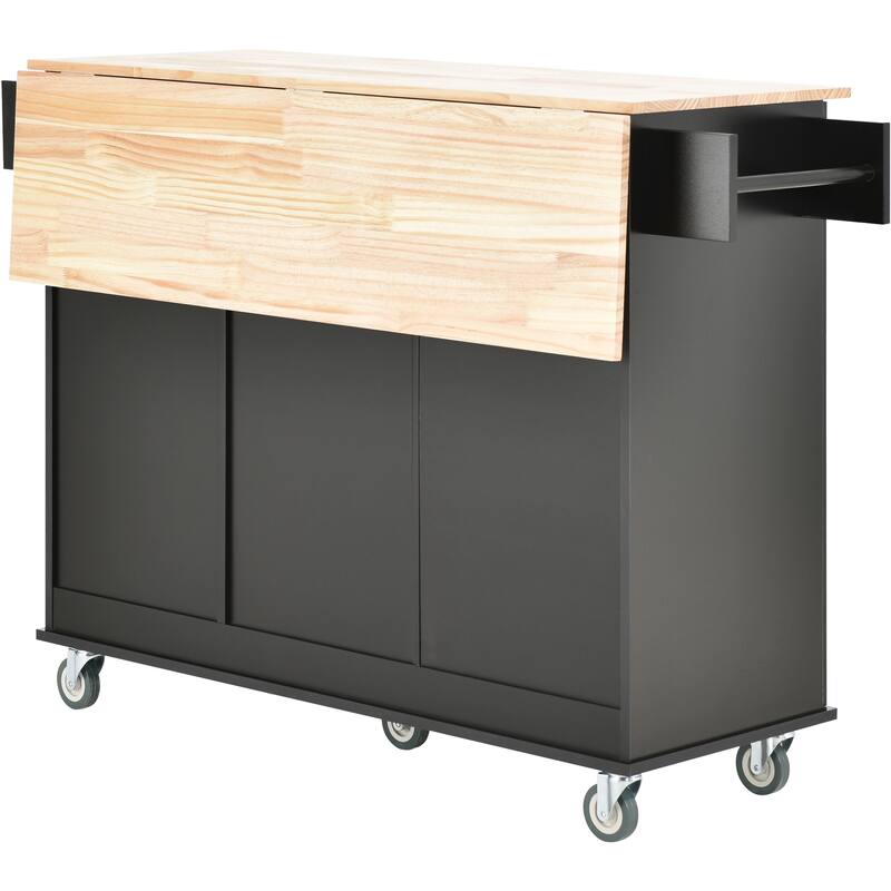 52.7 Inch Width Rolling Mobile Kitchen Island with Locking Wheels
