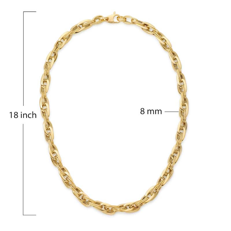 Clover 14K Yellow Gold Chunky Oval Link Chain Necklace 18"