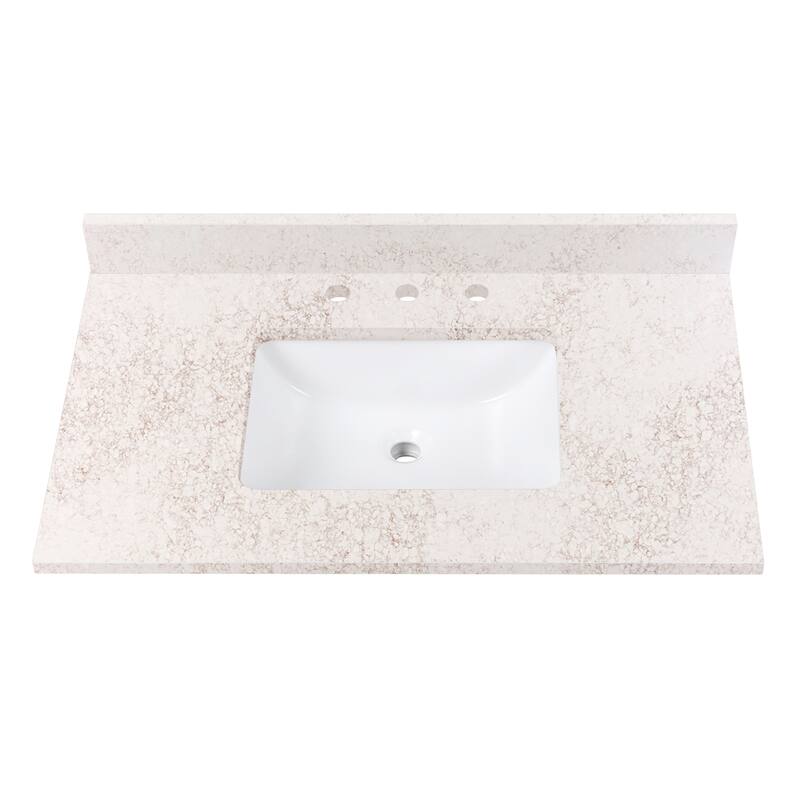 Avanity Quartz Vanity Top with Rectangular Undermount Sinks - 37" Single Sink - Alluring Quartz