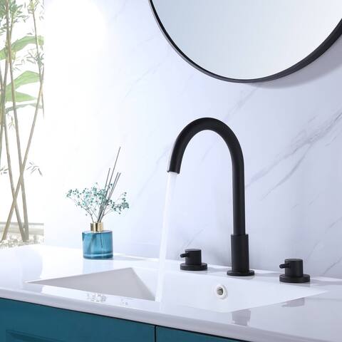 Widespread Bathrom Faucet 3 Holes Modern 8 Inch Bathroom Sink Faucet Double Handle Vanity Basin Faucets Mixer Taps With Valve