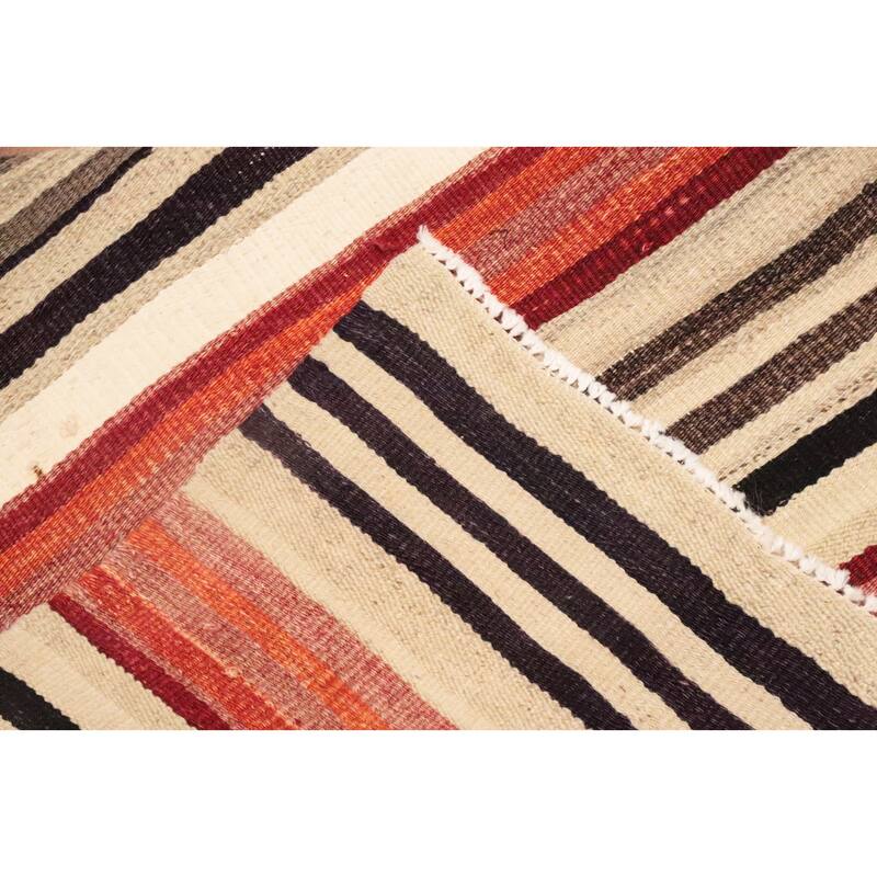 Hand Woven Oriental 100% Wool Carpet Southwestern Tribal Multi-Colored Kilim Area Rug - 9' 9'' X 4' 7''