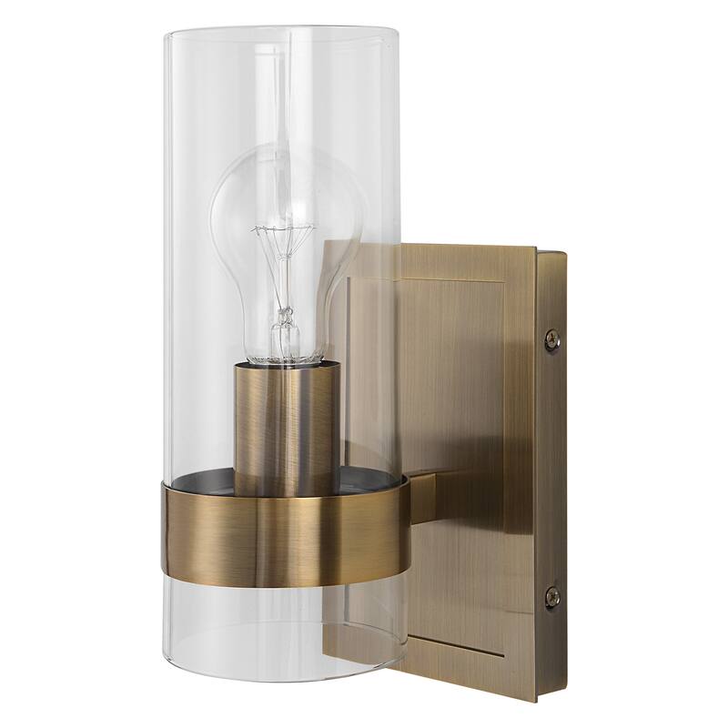 Uttermost Cardiff Antique Brass 1 Light Cylinder Sconce - 10"H x 5"W x 6"D