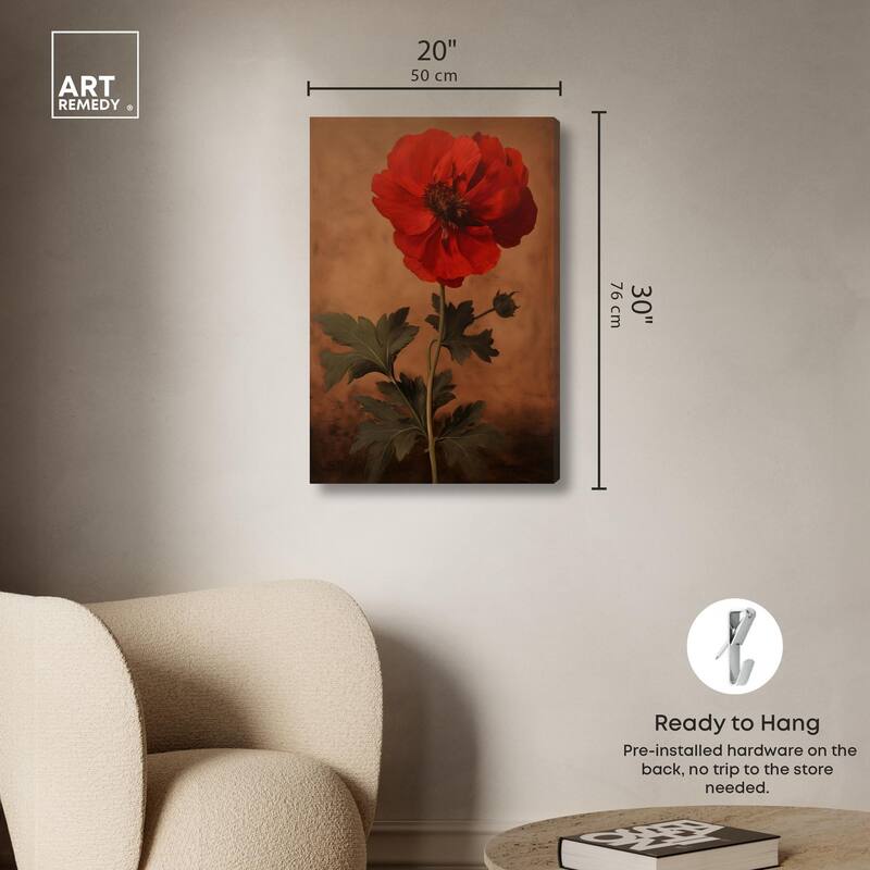 Flourish in Red II Canvas by Art Remedy, Gallery Wrapped