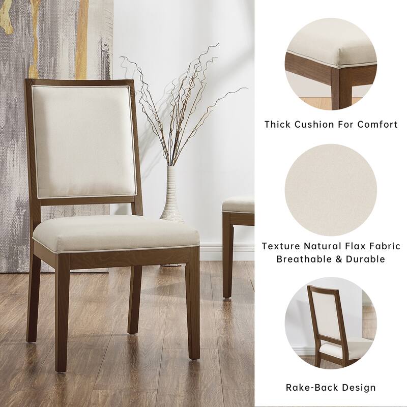 Modern Linen Cushioned Dining Chair, Fully Upholstered Accent Chair