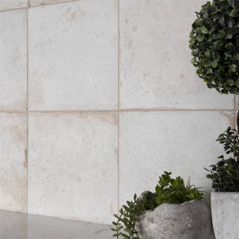 Merola Tile Kings Root Distressed White 17-5/8" x 17-5/8" Ceramic Floor and Wall Tile