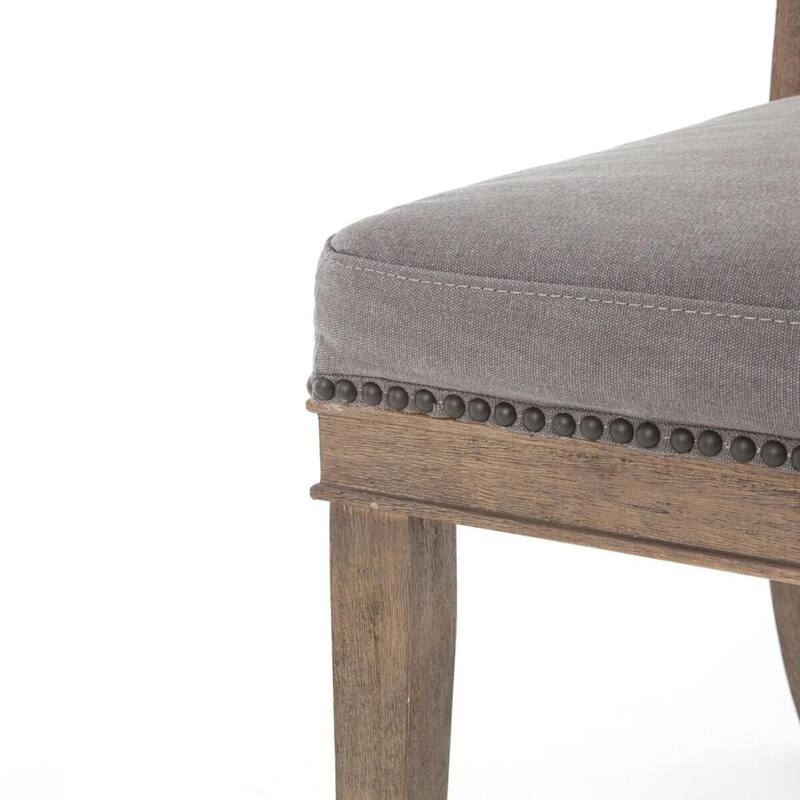 Roman Wood Dining Chair Canvas Gray fabric
