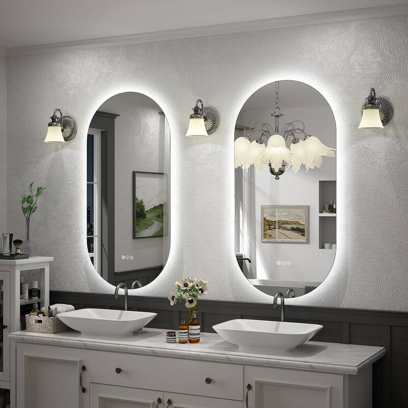 UL Certified Oval LED Lighted Anti-fog Wall Bathroom Vanity Mirror