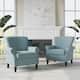 Mid-Century Modern Accent Chairs with Nailhead Trim - Linen - Light Blue-2Set