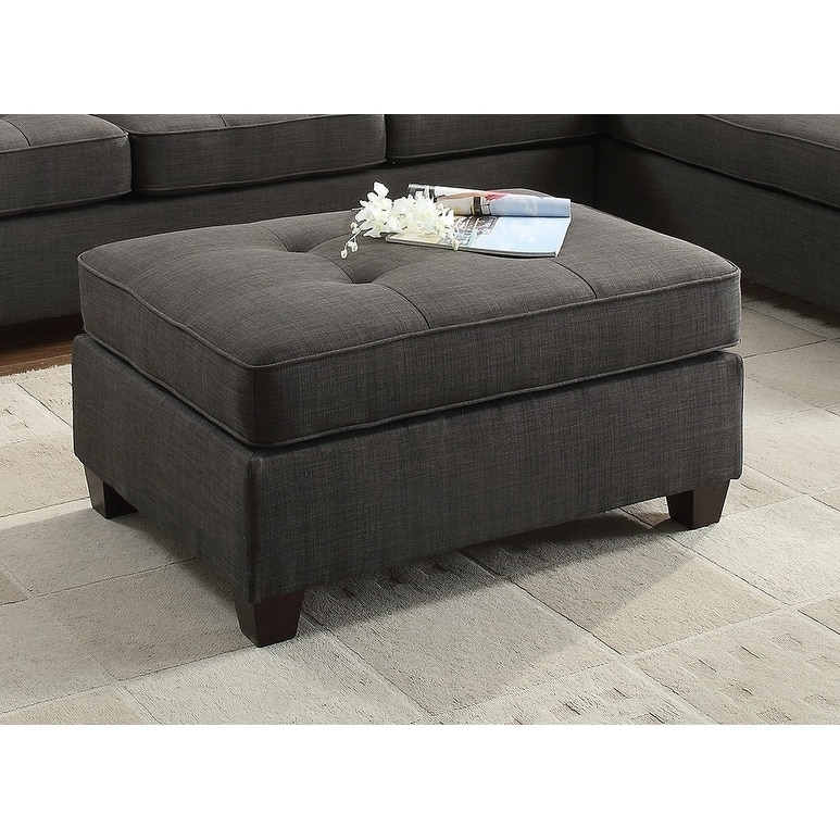 Cocktail Ottoman Dorris Fabric Ash Tufted Seats Ottomans 1pc Cocktail Ottoman Only
