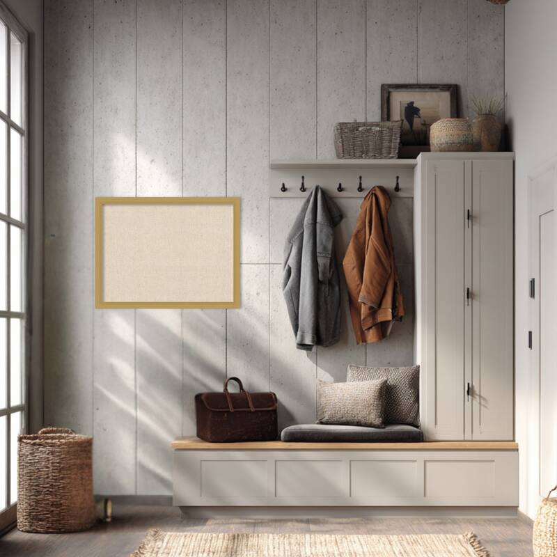 Amanti Art Framed Fabric Pinboard Natural Linen Printed Bulletin Board