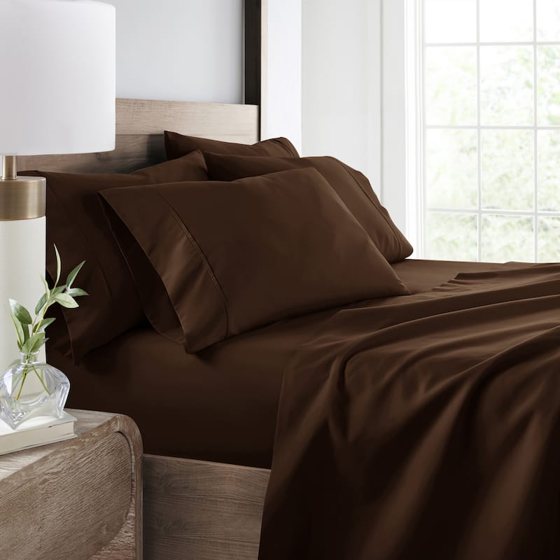 Becky Cameron Double Brushed Deep Pocket 6 Piece Sheet Set - Full - Chocolate