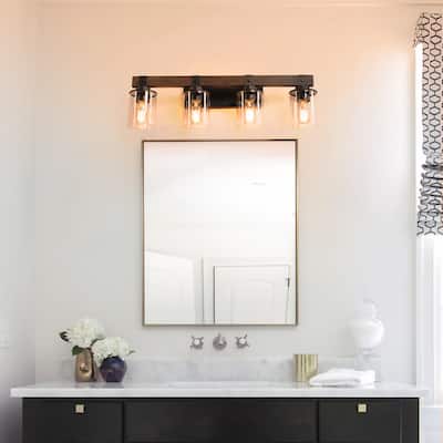 4-Lights Farmhouse Vanity Lights Fixture,Rustic Bathroom Sconce,Bulbs Not Included