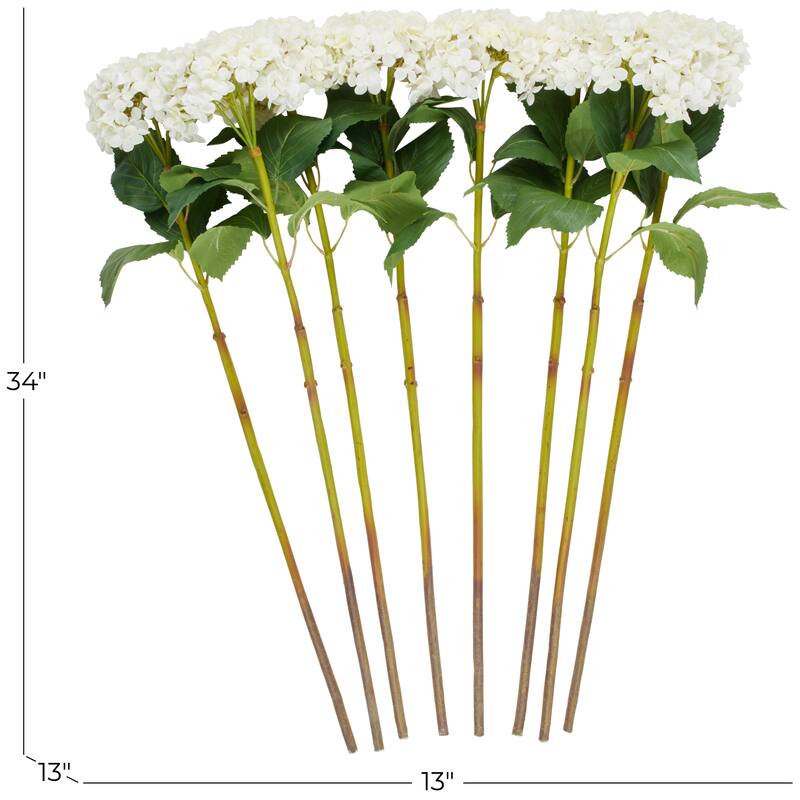 White Faux Foliage Tall Hydrangea Artificial Flower Stem (Set of 8)