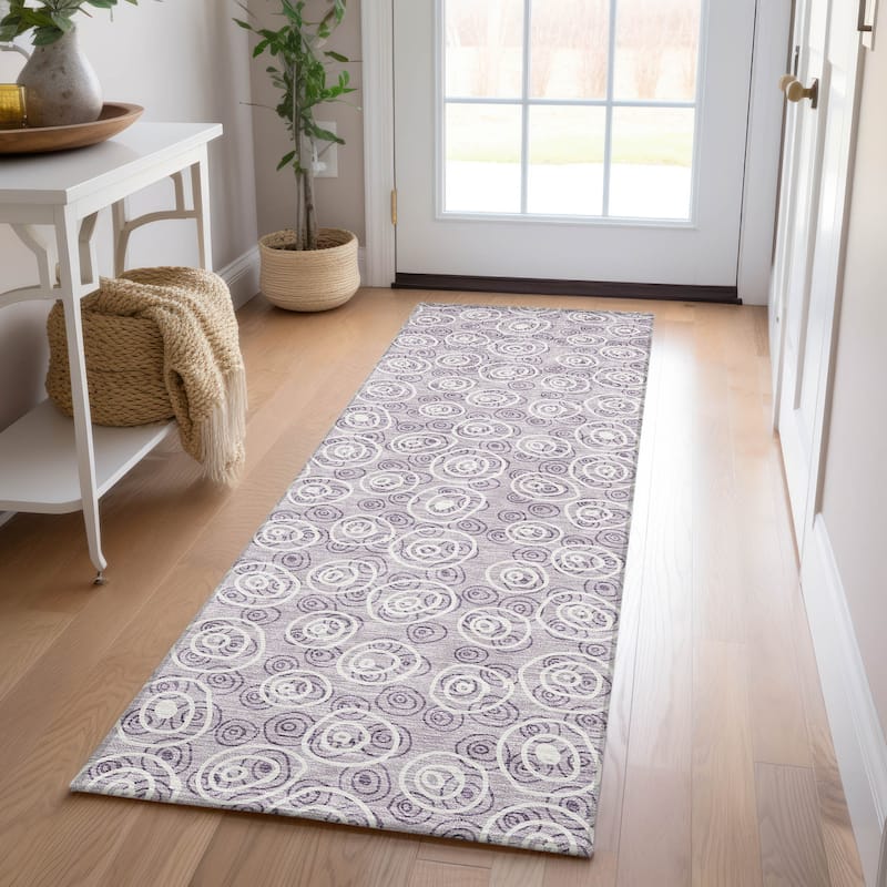 Machine Washable Indoor/ Outdoor Chantille Contemporary Bubbles Rug