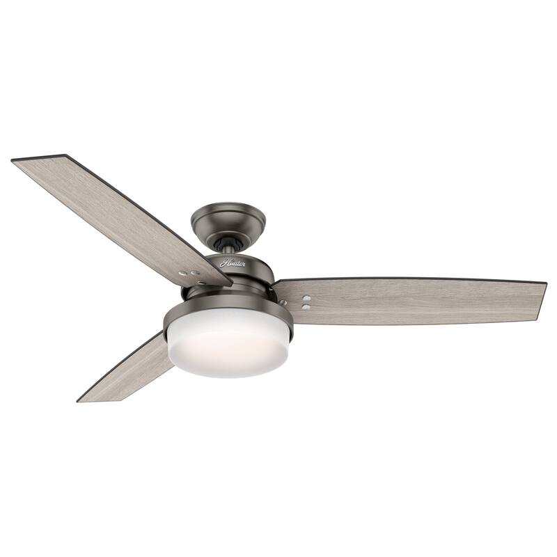 Hunter Fan Sentinel Brushed Nickel 52-inch Ceiling Fan with 3 Reversible Blades - Silver