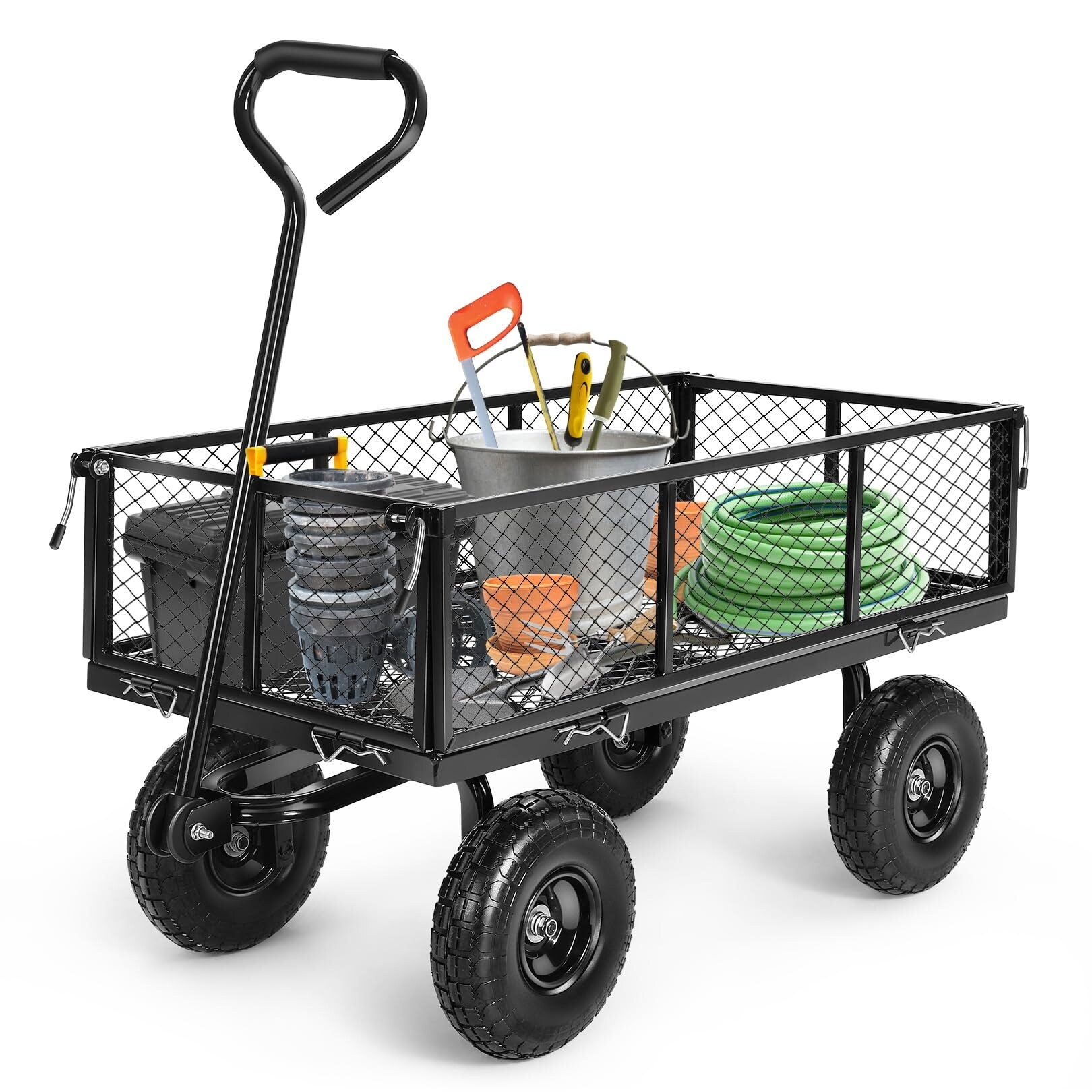 VEVOR Collapsible Folding Wagon 14.12 Cu.ft Steel Beach Wagon Cart With All-Terrain Wheels Heavy-Duty Folding Garden Cart ZDHYBXSSTCHSXALL9V0