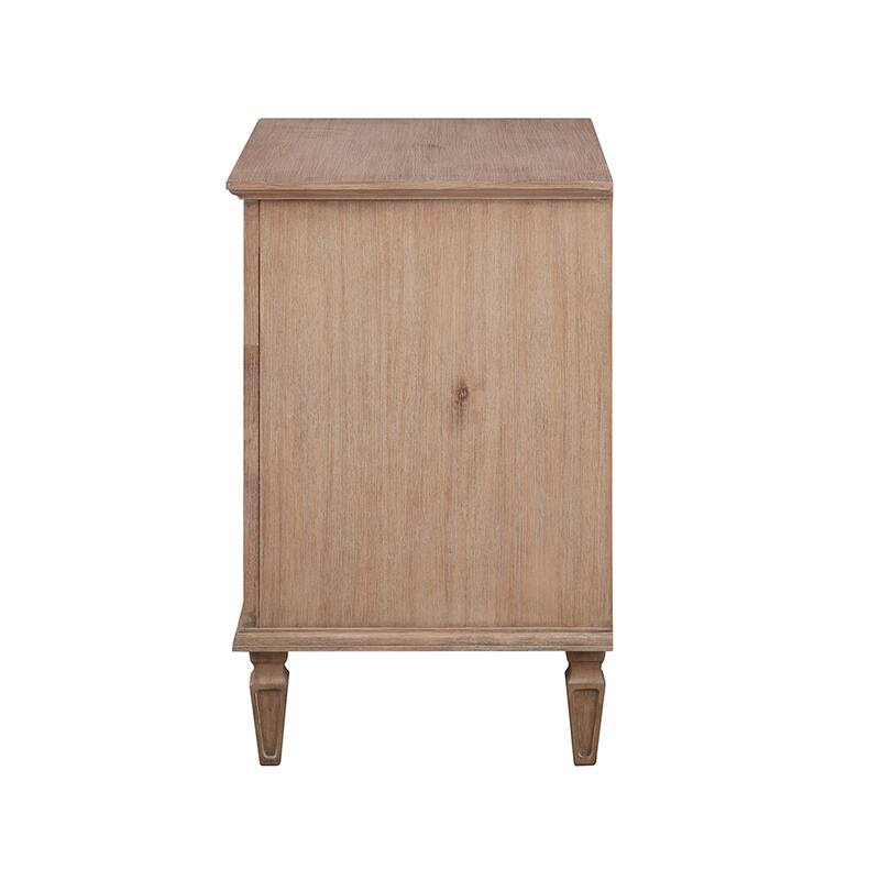 French Inspired NightStand with Drawers and Open Storage, Wood 24 Inch
