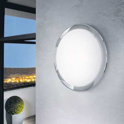 Eglo Planet 2-light Chrome Ceiling Light with Satin Glass