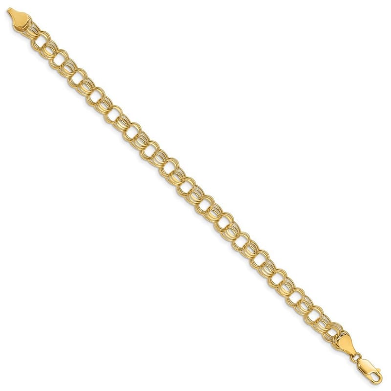 Curata 10k Yellow Gold Lite 7mm Triple Link Charm Bracelet Options: 7" 8"