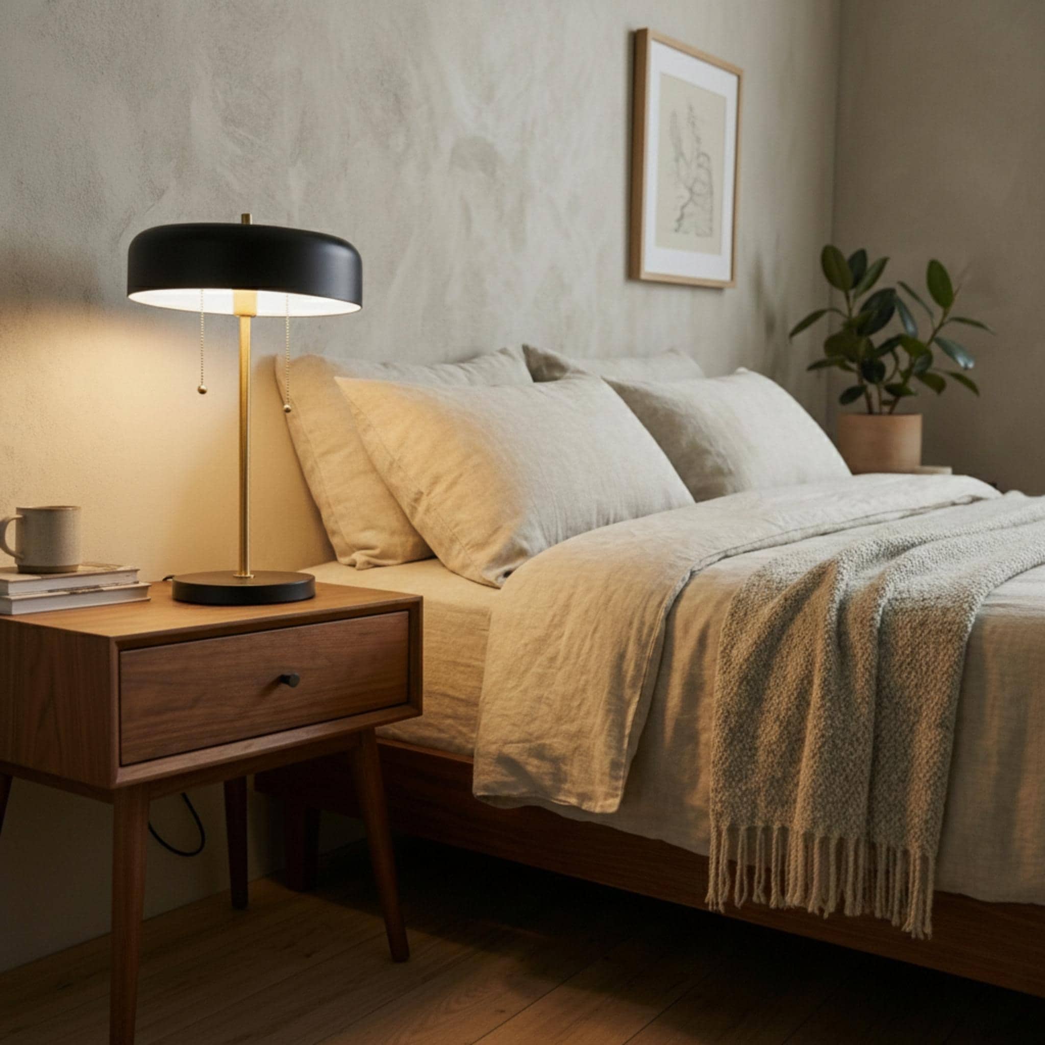 Nicole Modern Black and White Drum Table Lamp