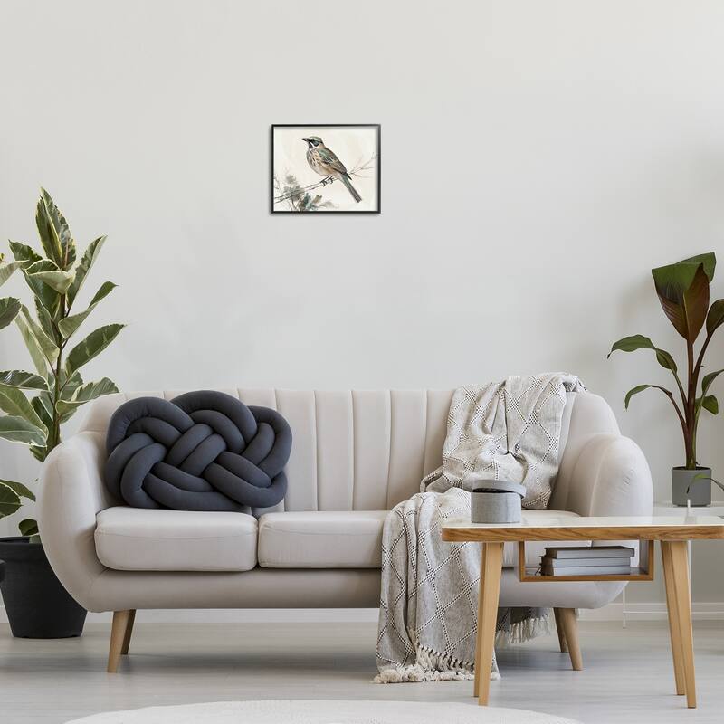 Stupell Perched Bird Illustration Framed Giclee Art Design By LSR Creative Studio