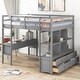 preview thumbnail 2 of 58, Modern Wooden Loft Bed with Built-in Desk with Two Drawers, Storage Shelves and Drawers