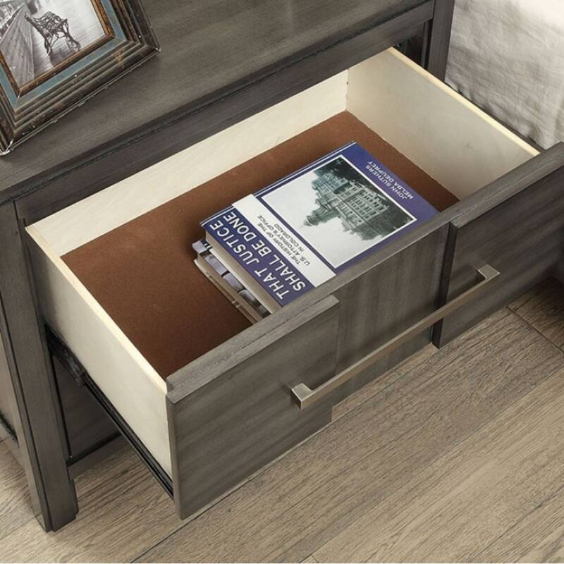 Wooden Nightstand with 2 Dovetail Drawers, Large Capacity Bedroom Storage Cabinet, Coffee Table with Nickel Bar Pull