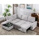 preview thumbnail 3 of 7, 86" Sleeper Sectional Sofa, L-shape Corner Couch Sofa-bed with Storage Ottoman Hidden Arm Storage for Family Living Room