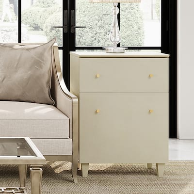 End Table with Drawer and Door for Living Room, 32.4"H