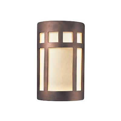 Justice Design Group Ambiance Small Prairie Window Antique Copper Open Top & Bottom Wall Sconce