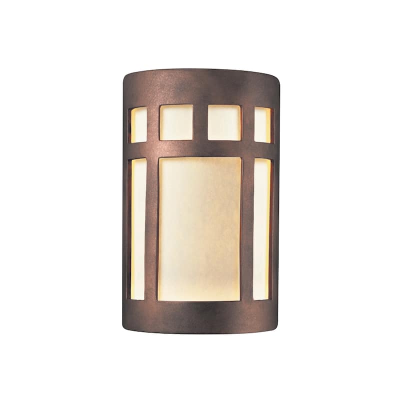 Justice Design Group Ambiance Small Prairie Window Antique Copper Outdoor Closed Top & Bottom Wall Sconce