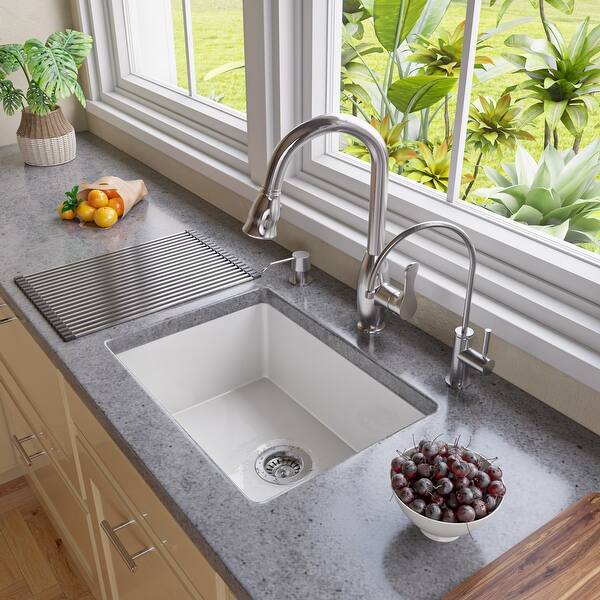 Alfi Brand Ab2317 23 White Fireclay Undermount Kitchen Sink Overstock 30549036