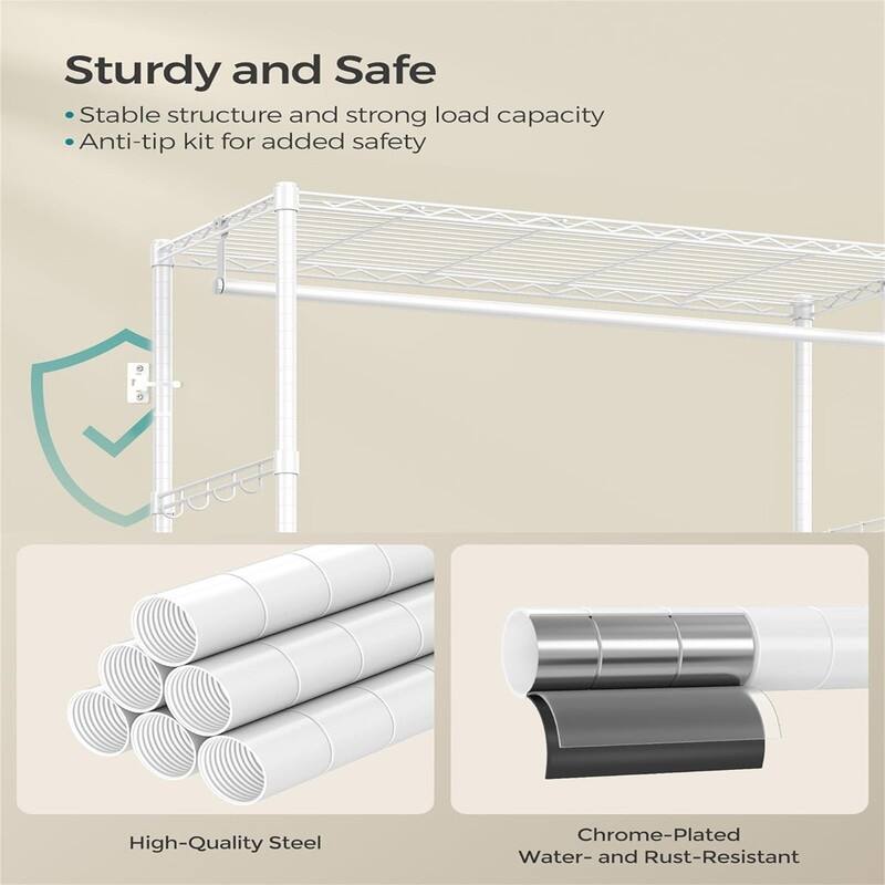 Clothes Rack with Mesh Shelf - 15.8"D x 35.4"W x 70.9"H