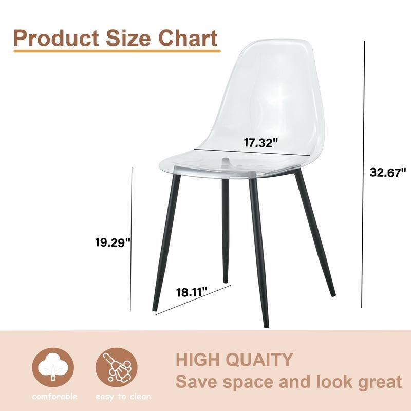 Modern Simple Transparent Dining Chair Set of 4