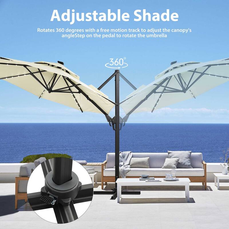 10ft Patio Umbrella Aluminum Offset Outdoor Cantilever Umbrella with 360-degree Rotation, Base Not Included