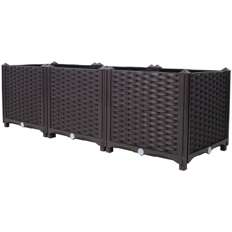 Deep Raised Garden Bed Plastic Planter Boxes for Vegetables Flowers Herbs and Succulents,Self-Watering Planter Box Raised Bed