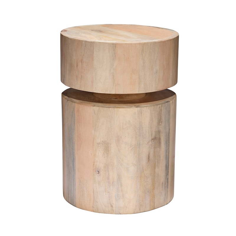 Jamie Young Dylan Wood Round Side Table - White Wash